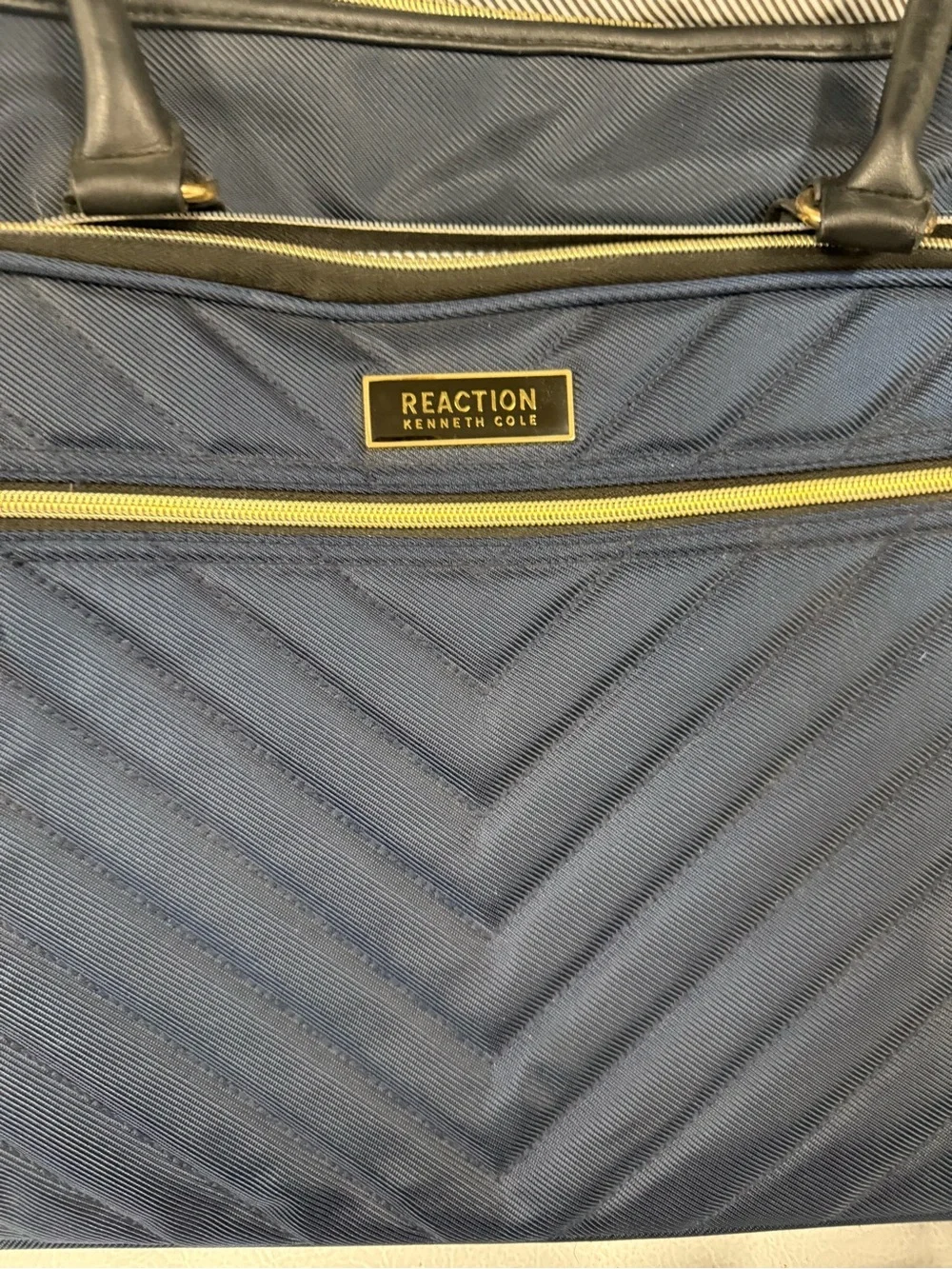 Kenneth Cole Reaction Navy Quilted Shoulder Tote with Gold Trim